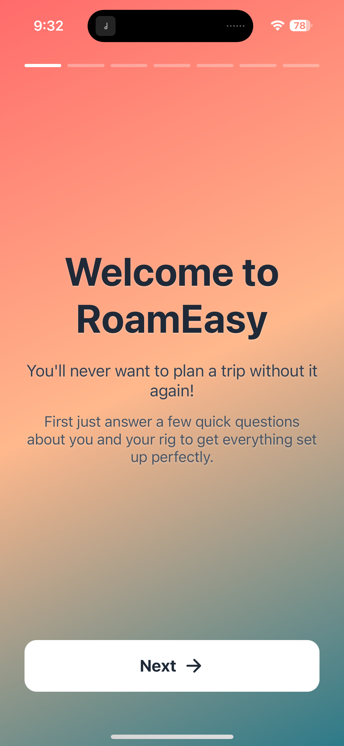 RoamEasy onboarding screenshot