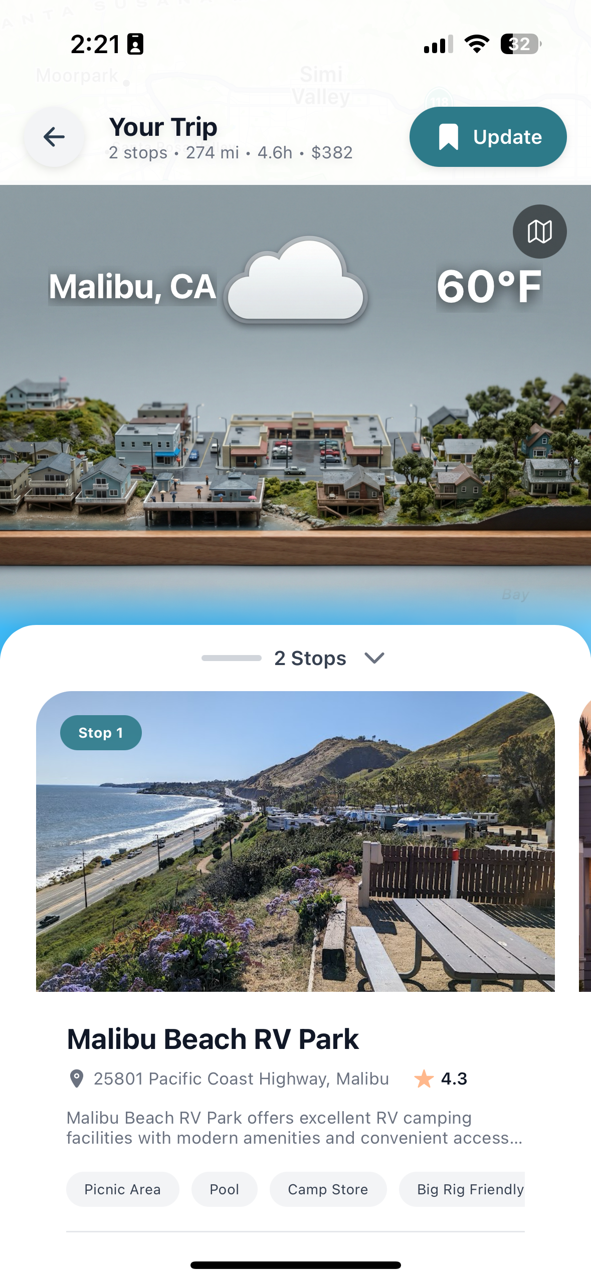RoamEasy stop detail screenshot